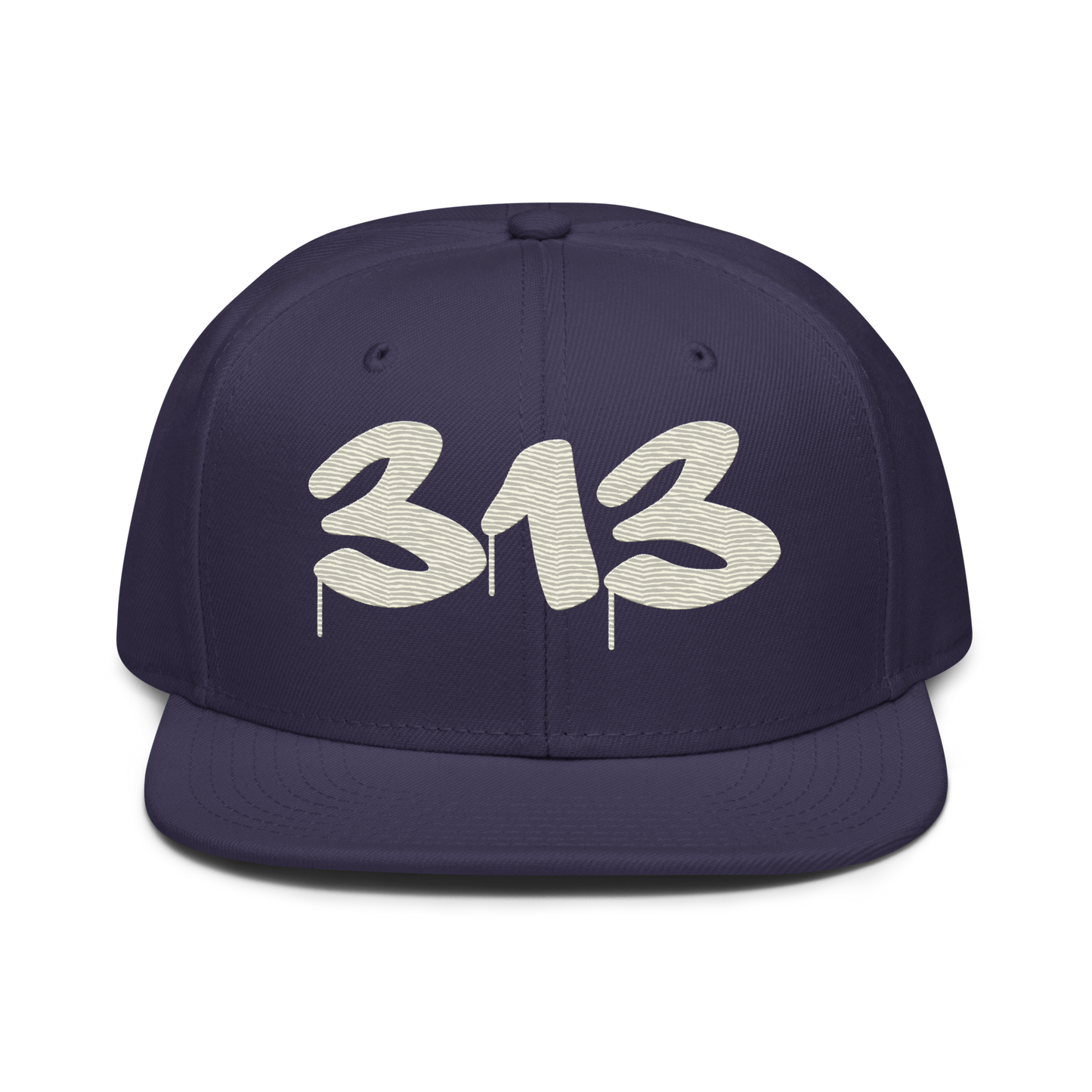 Detroit '313' Snapback (Tag Font) | 6-Panel - Ivory White