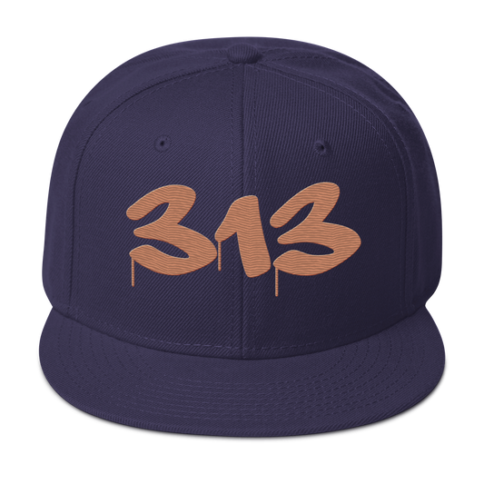 Detroit '313' Snapback (Tag Font) | 6-Panel - Copper