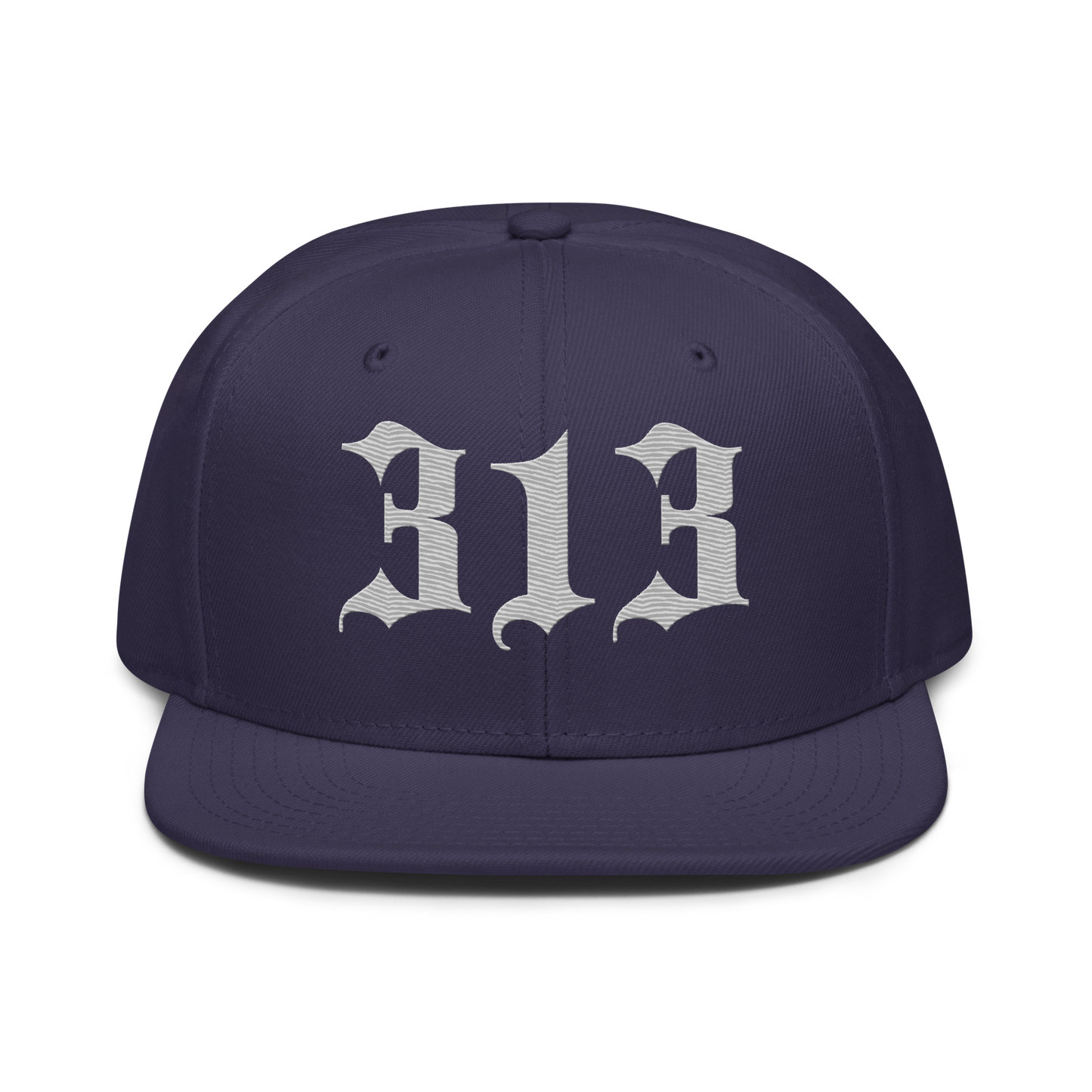 Detroit '313' Snapback (Old English Font) | 6-Panel - Platinum