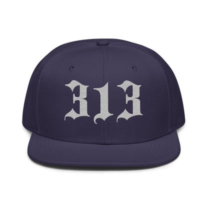 Detroit '313' Snapback (Old English Font) | 6-Panel - Platinum