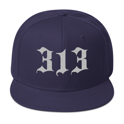 Detroit '313' Snapback (Old English Font) | 6-Panel - Platinum