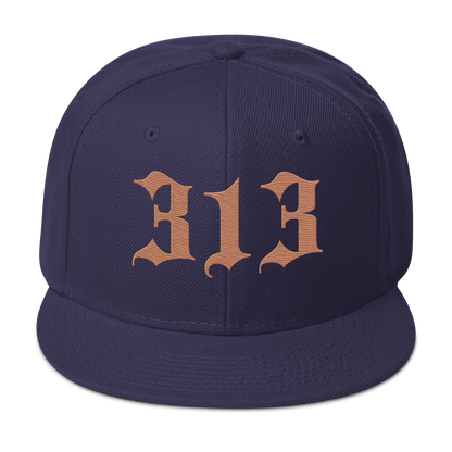 Detroit '313' Snapback (Old English Font) | 6-Panel - Copper