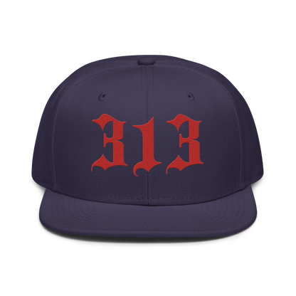 Detroit '313' Snapback (Old English Font) | 6-Panel - Aliform Red