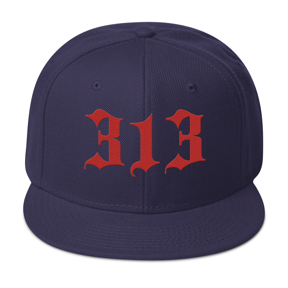 Detroit '313' Snapback (Old English Font) | 6-Panel - Aliform Red