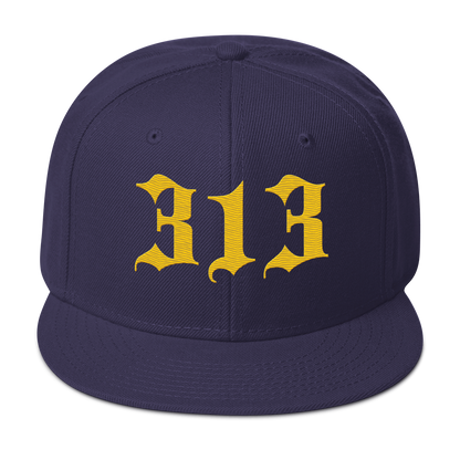 Detroit '313' Snapback (Old English Font) | 6-Panel - Maize