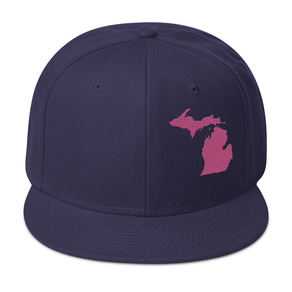 Michigan Snapback | 6-Panel - Apple Blossom Pink Outline