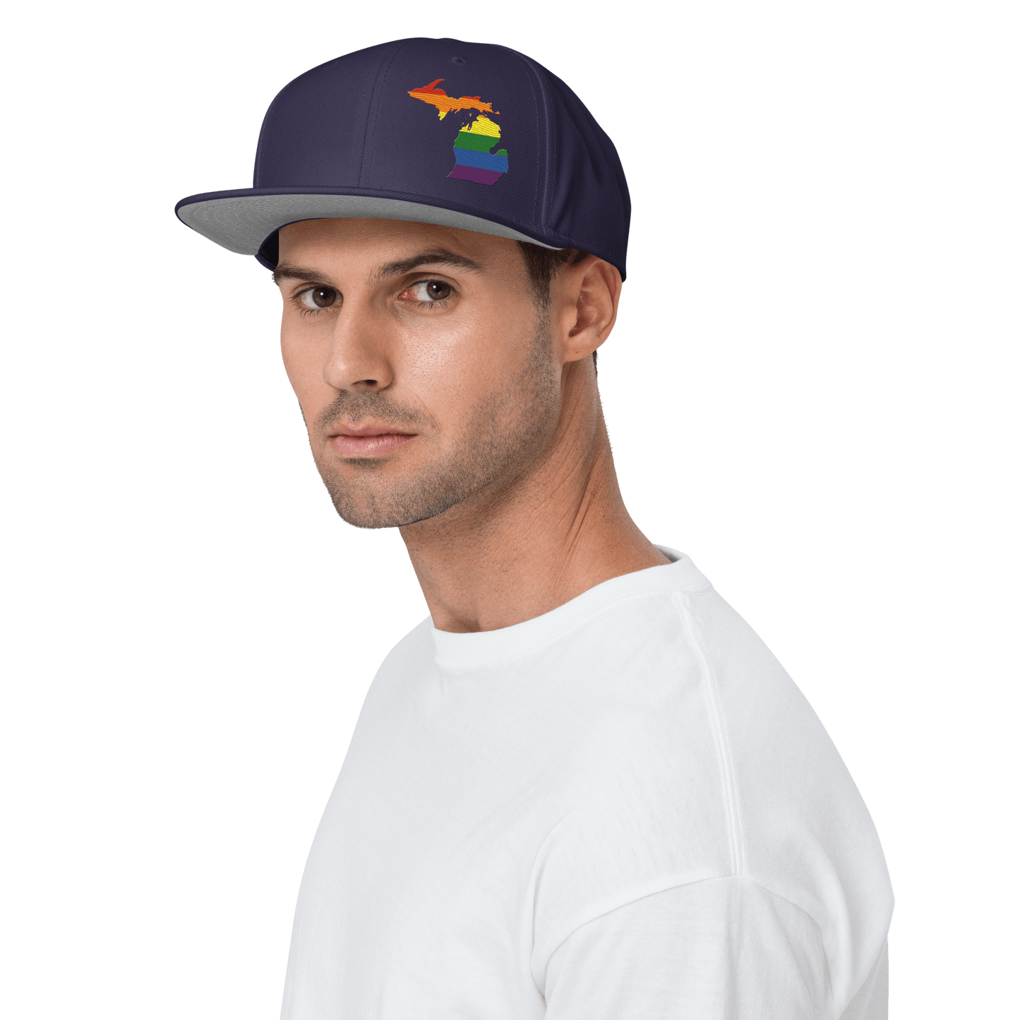 Michigan Snapback | 6-Panel - Rainbow Pride Outline