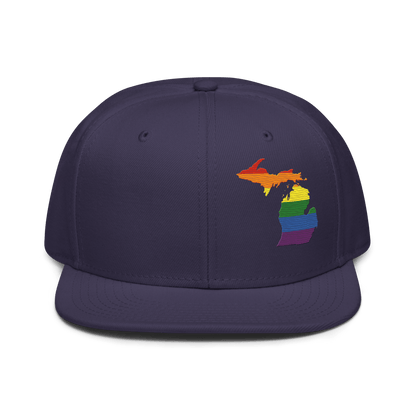 Michigan Snapback | 6-Panel - Rainbow Pride Outline