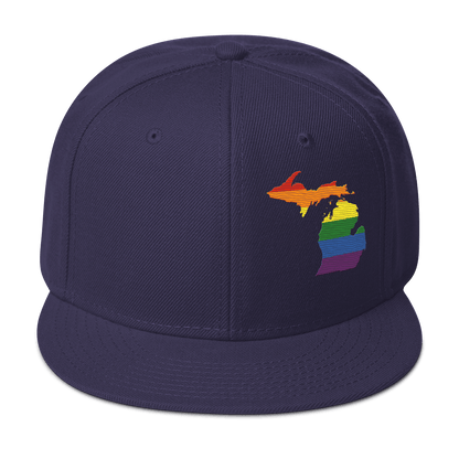 Michigan Snapback | 6-Panel - Rainbow Pride Outline