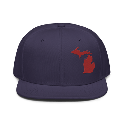 Michigan Snapback | 6-Panel - Thimbleberry Red Outline