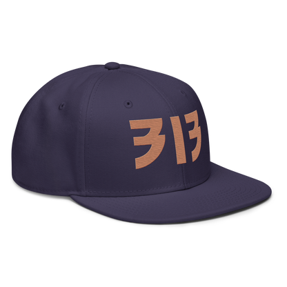 Detroit '313' Snapback (Glam Font) | 6-Panel - Copper