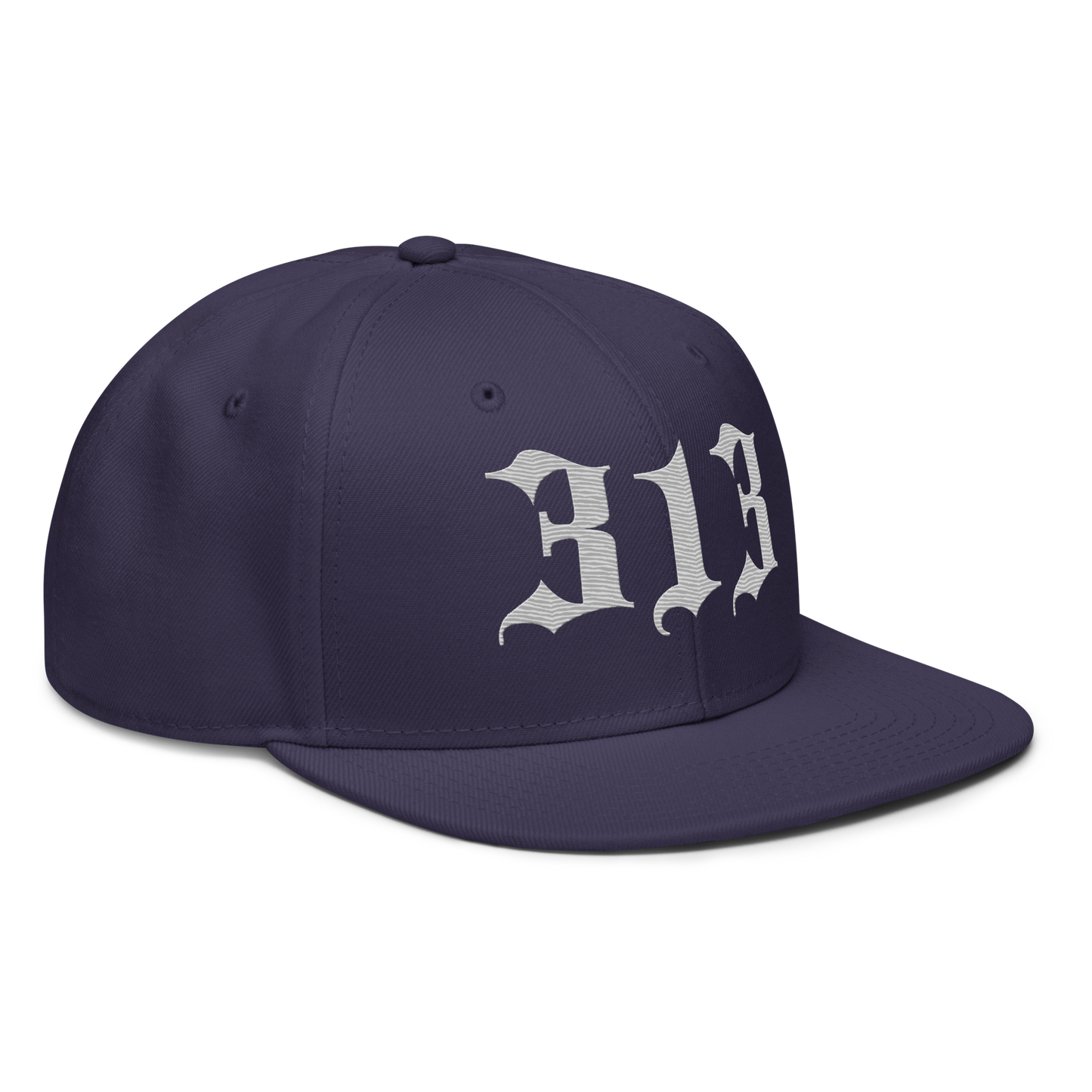 Detroit '313' Snapback (Old English Font) | 6-Panel - Platinum