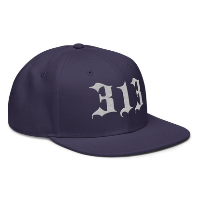 Detroit '313' Snapback (Old English Font) | 6-Panel - Platinum