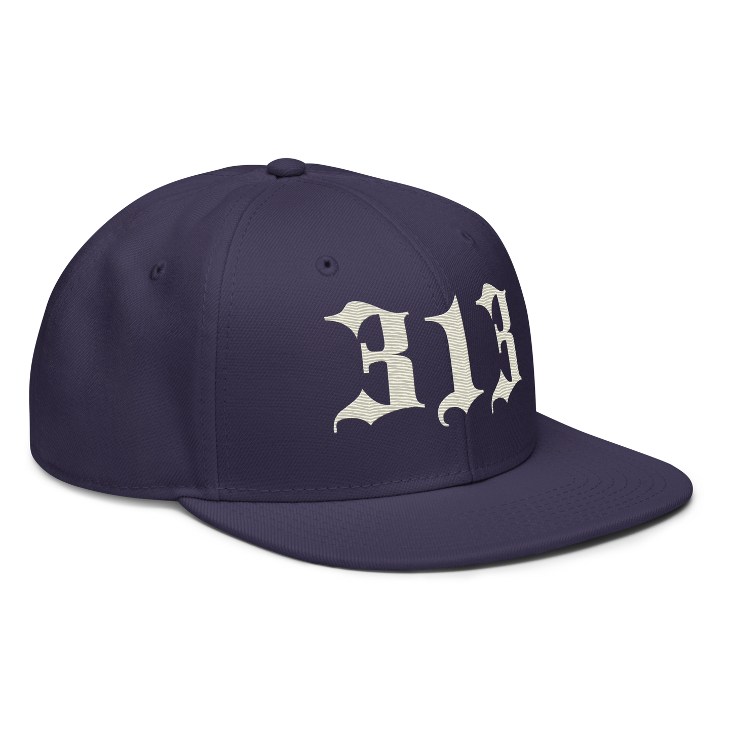 Detroit '313' Snapback (Old English Font) | 6-Panel - Ivory White