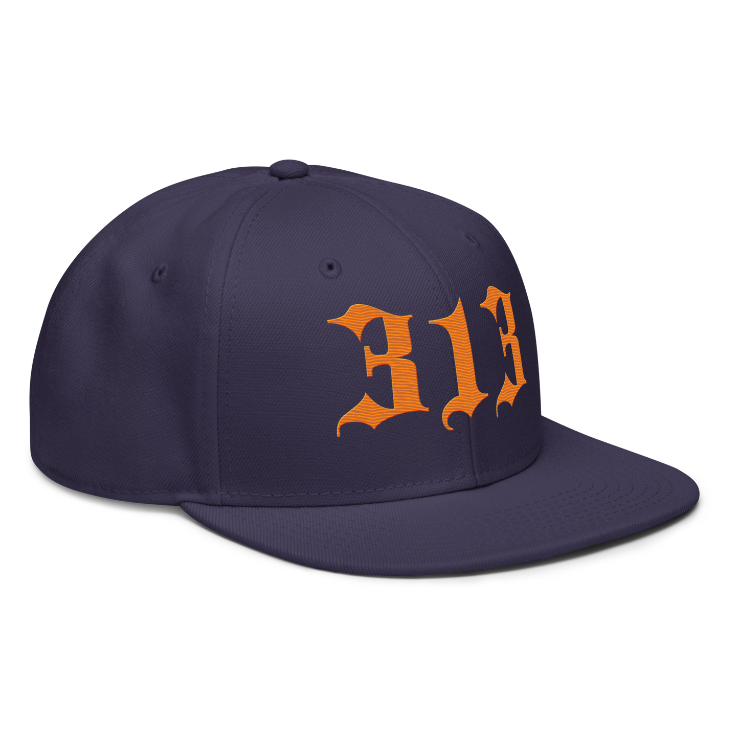 Detroit '313' Snapback (Old English Font) | 6-Panel - Orange