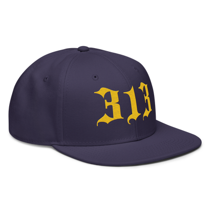 Detroit '313' Snapback (Old English Font) | 6-Panel - Maize