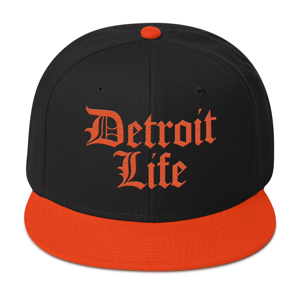 'Detroit Life' Flat Bill Snapback | 6-Panel - Orange