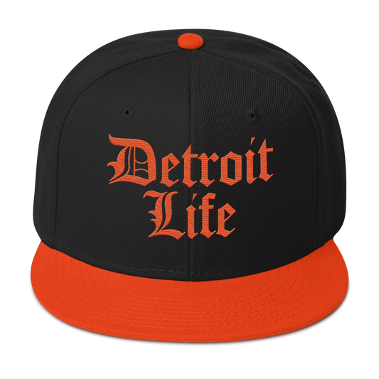 'Detroit Life' Flat Bill Snapback | 6-Panel - Orange