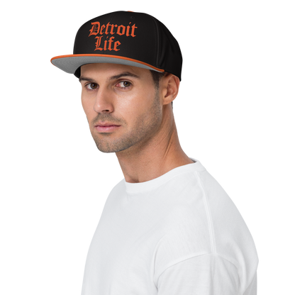 'Detroit Life' Flat Bill Snapback | 6-Panel - Orange