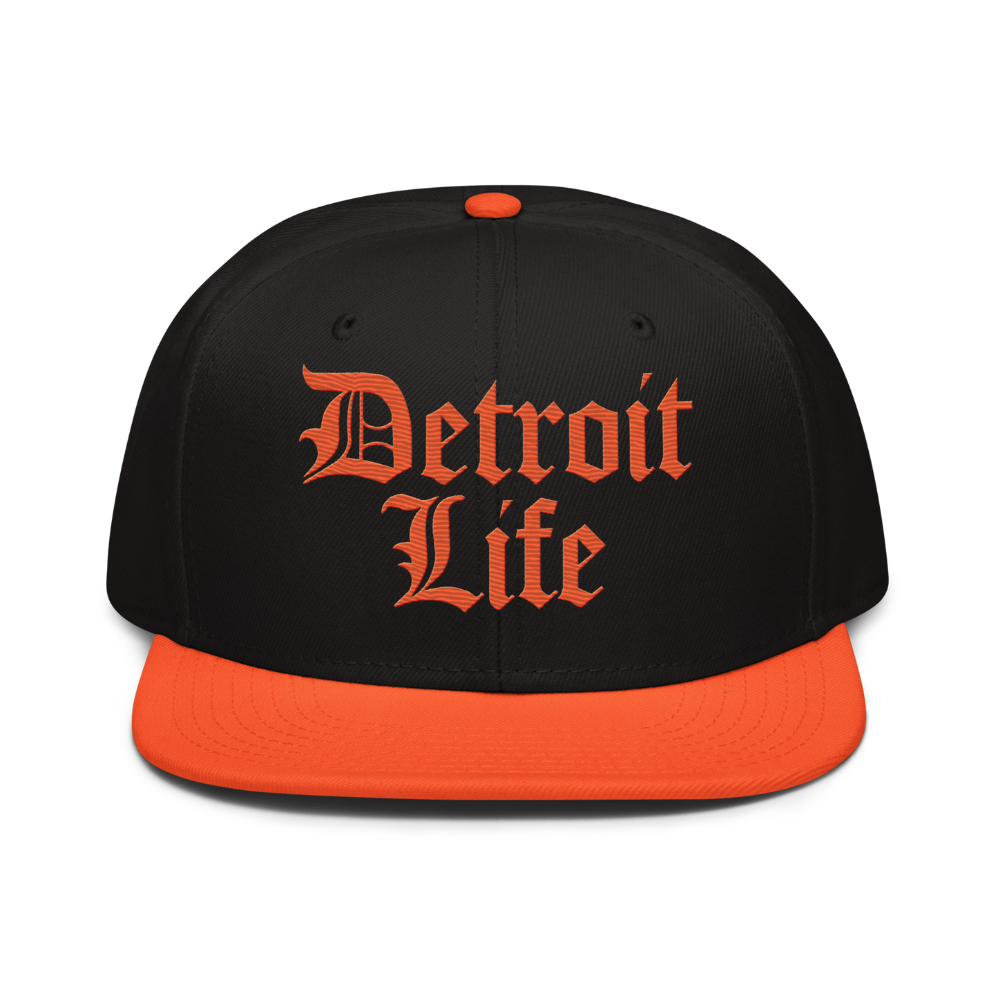 'Detroit Life' Flat Bill Snapback | 6-Panel - Orange