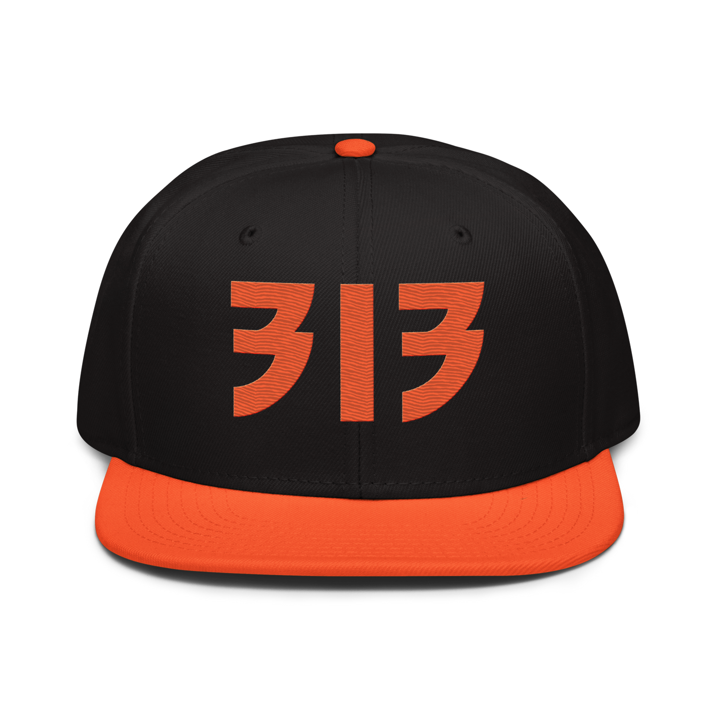 Detroit '313' Snapback (Glam Font) | 6-Panel - Orange