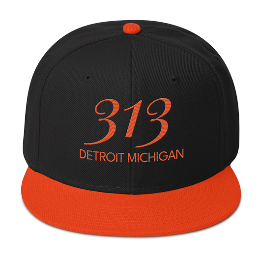 '313 Detroit Michigan' Snapback | 6-Panel - Orange