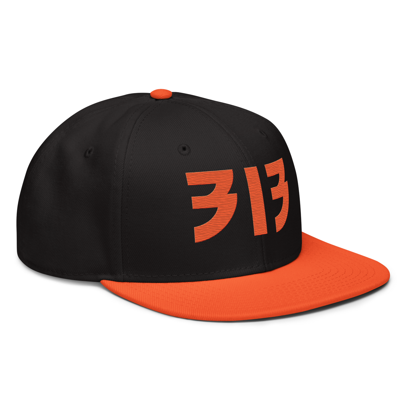 Detroit '313' Snapback (Glam Font) | 6-Panel - Orange