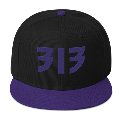 Detroit '313' Snapback (Glam Font) | 6-Panel - Purple