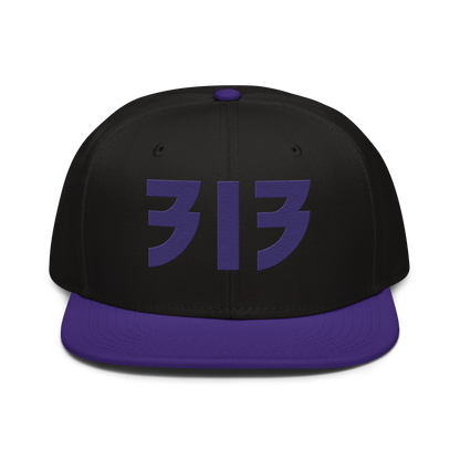 Detroit '313' Snapback (Glam Font) | 6-Panel - Purple