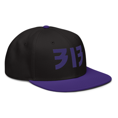 Detroit '313' Snapback (Glam Font) | 6-Panel - Purple