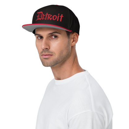 'Detroit' Flat Bill Snapback (OED Tag) | 6-Panel - Red