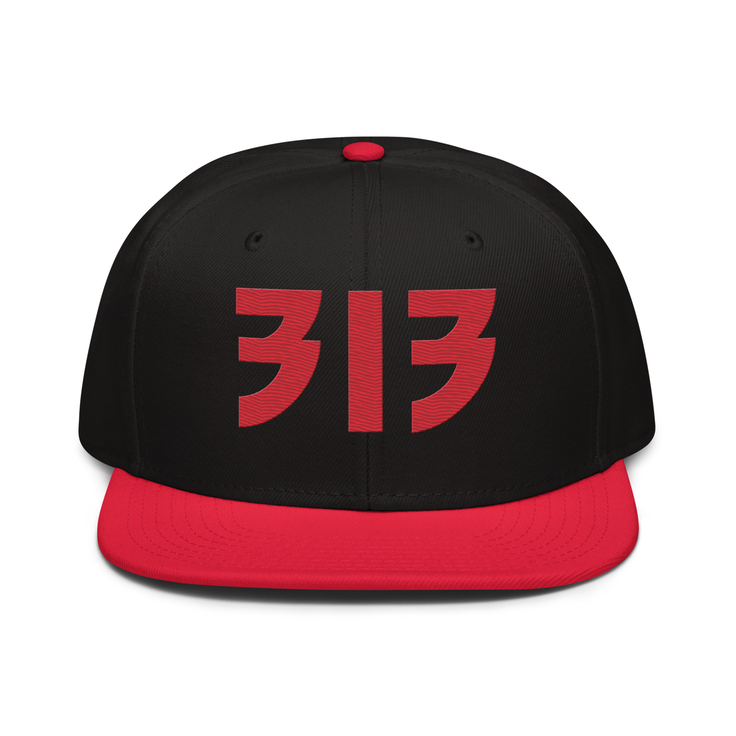 Detroit '313' Snapback (Glam Font) | 6-Panel - Red