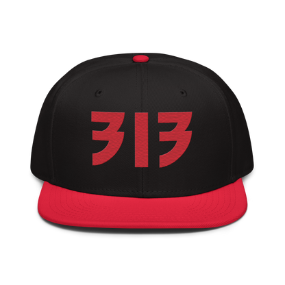 Detroit '313' Snapback (Glam Font) | 6-Panel - Red