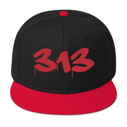 Detroit '313' Snapback (Tag Font) | 6-Panel - Red