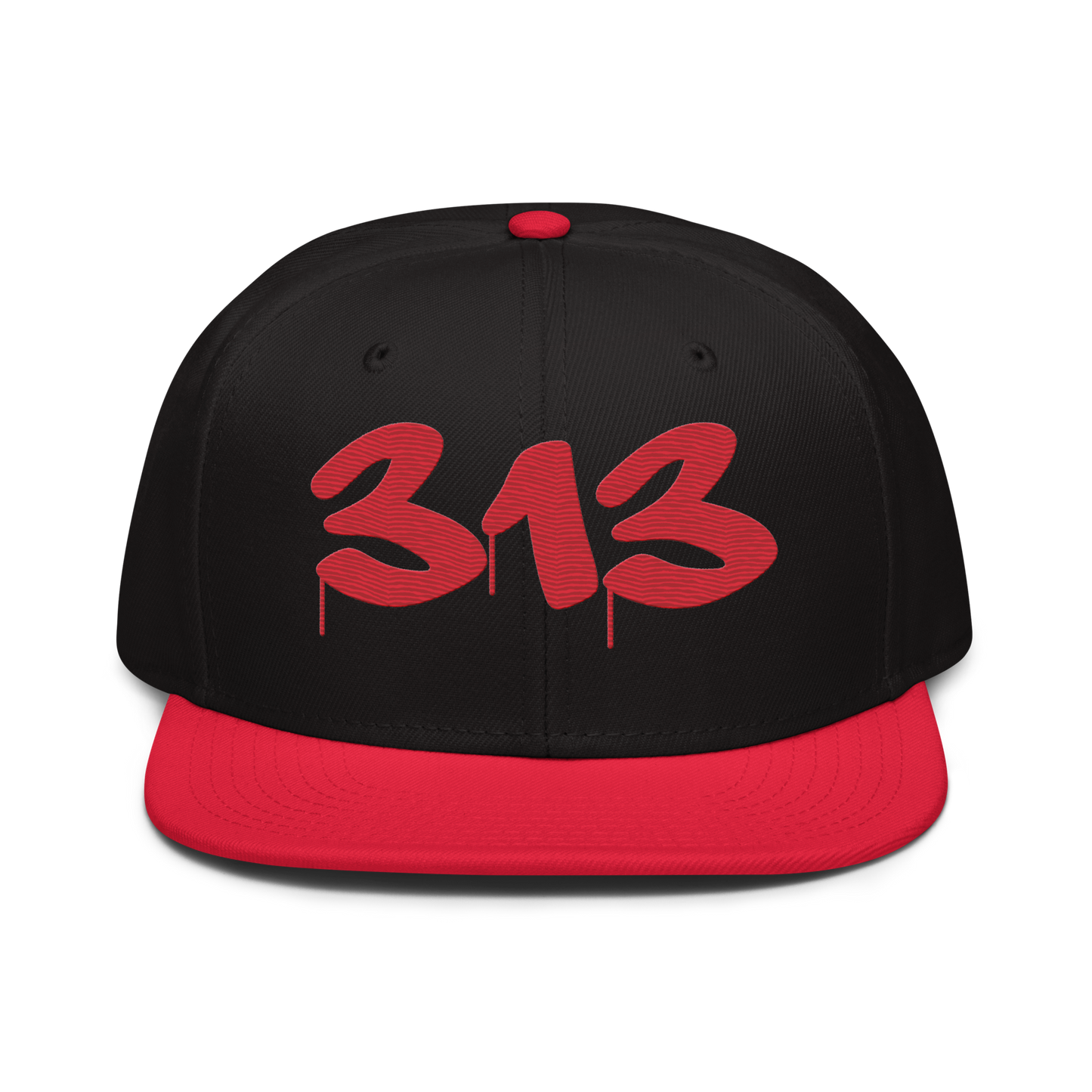 Detroit '313' Snapback (Tag Font) | 6-Panel - Red