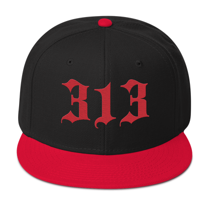 Detroit '313' Snapback (Old English Font) | 6-Panel - Red