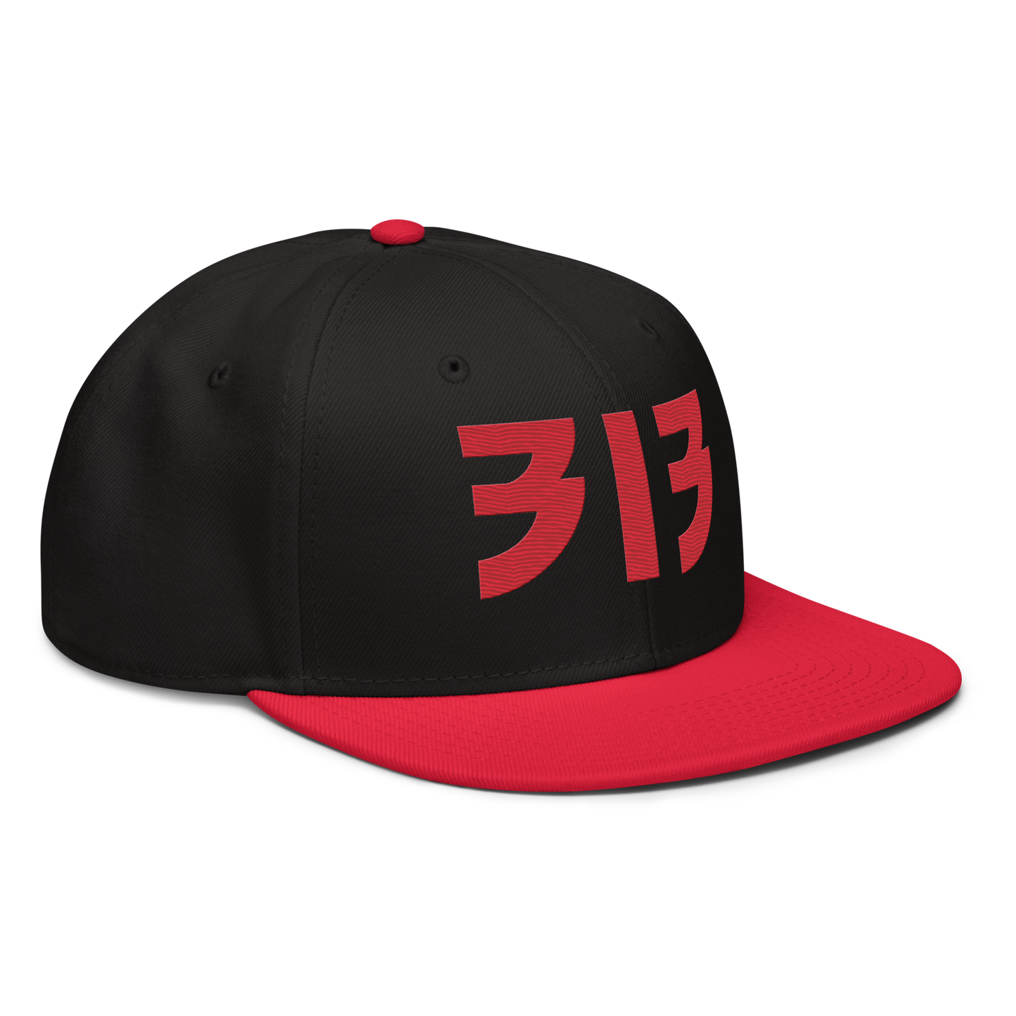 Detroit '313' Snapback (Glam Font) | 6-Panel - Red