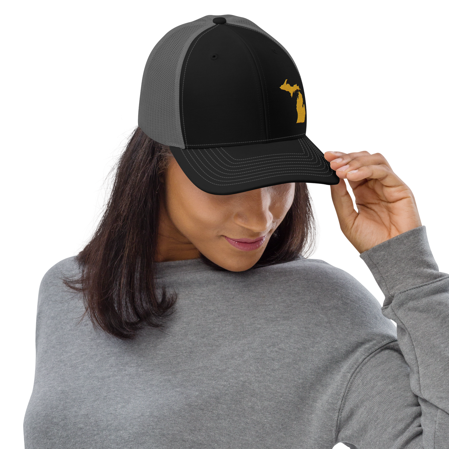 Michigan Vintage Trucker Hat | Gold Outline