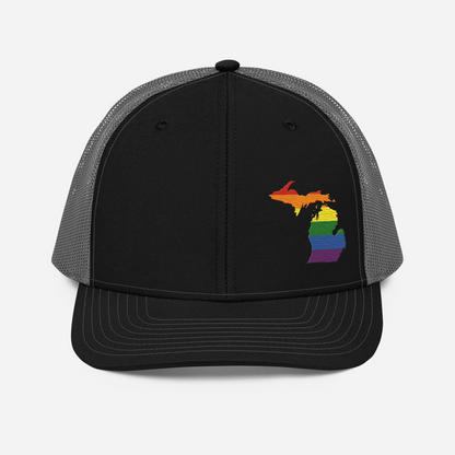 Michigan Vintage Trucker Hat | Rainbow Pride Outline