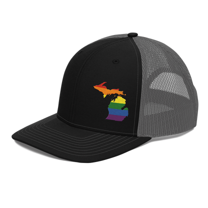 Michigan Vintage Trucker Hat | Rainbow Pride Outline