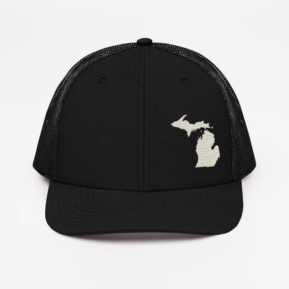 Michigan Vintage Trucker Hat | Ivory White Outline