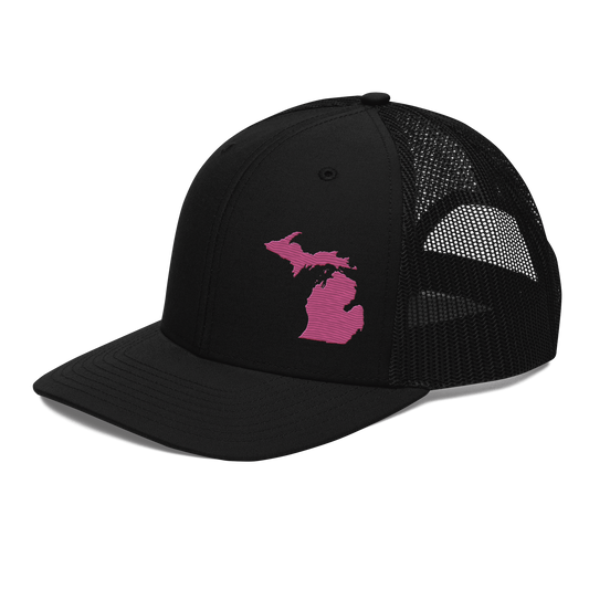 Michigan Vintage Trucker Hat | Apple Blossom Pink Outline