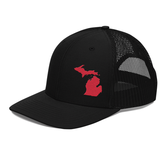 Michigan Vintage Trucker Hat | Lighthouse Red Outline