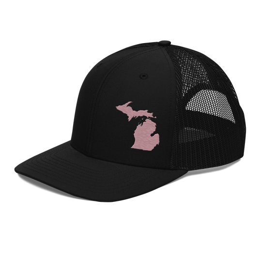 Michigan Vintage Trucker Hat | Cherry Blossom Pink Outline