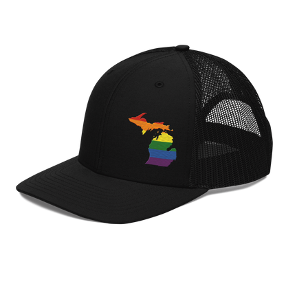 Michigan Vintage Trucker Hat | Rainbow Pride Outline