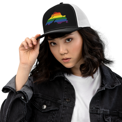 Lake Superior Vintage Trucker Hat | Rainbow Pride Edition