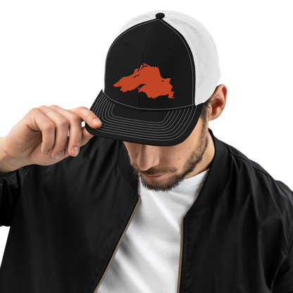 Lake Superior Vintage Trucker Hat | Maple Leaf Orange