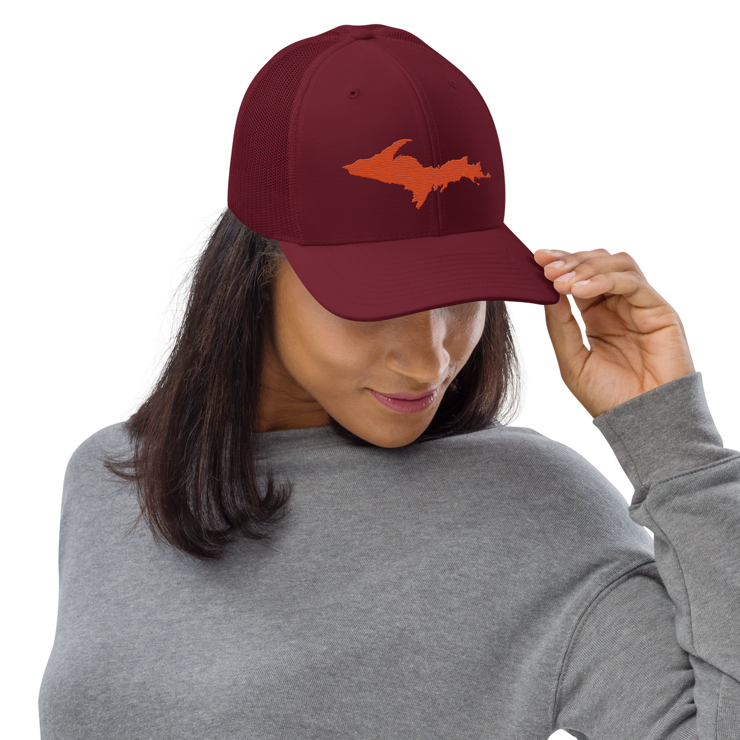 Upper Peninsula Vintage Trucker Hat | Maple Leaf Orange