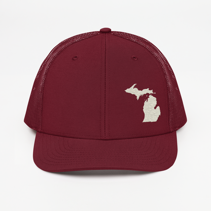 Michigan Vintage Trucker Hat | Ivory White Outline