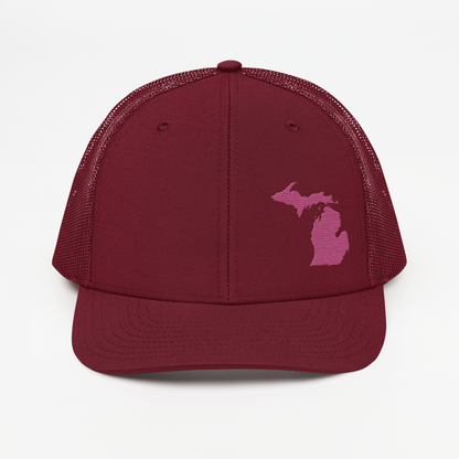 Michigan Vintage Trucker Hat | Apple Blossom Pink Outline